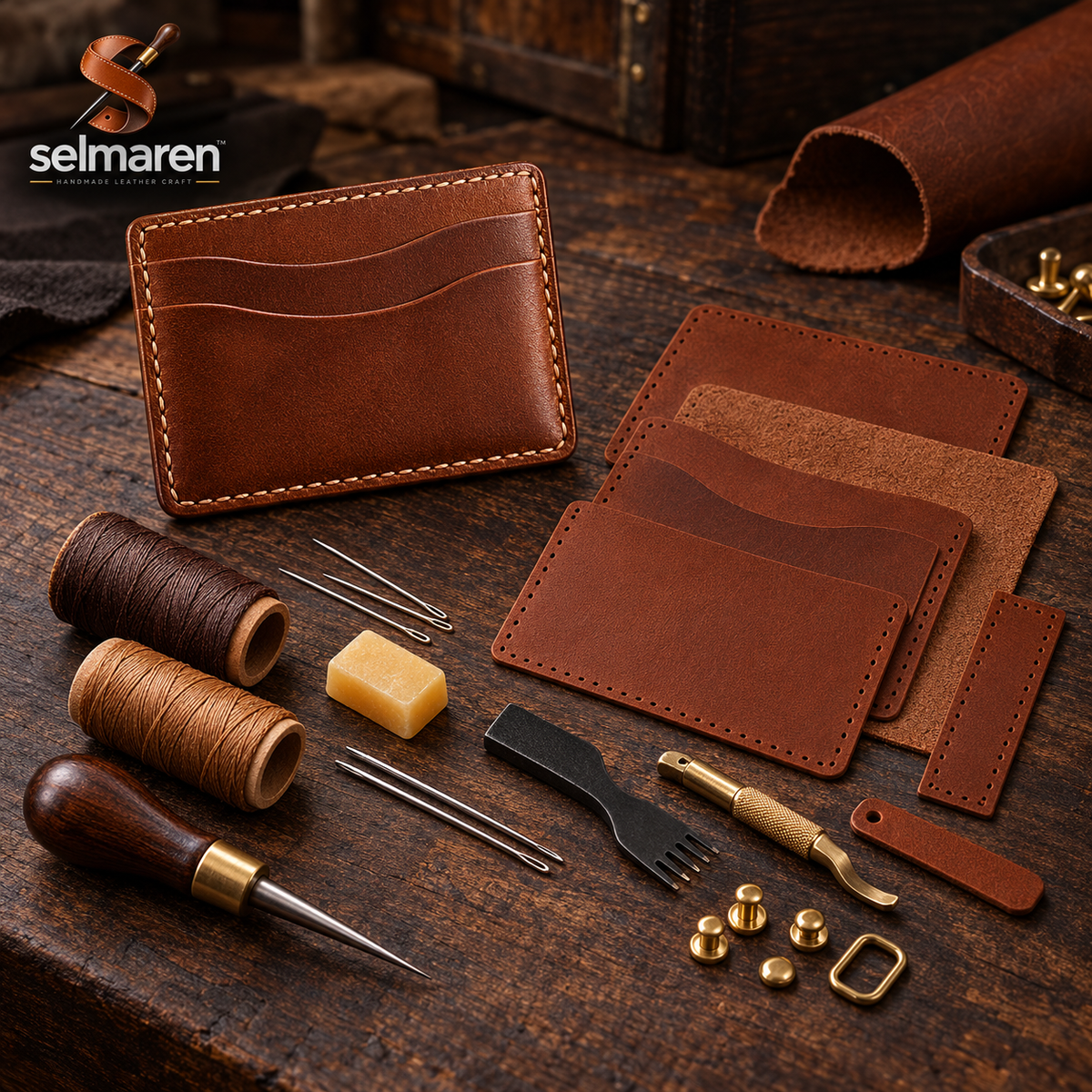 Handmade Card Holder Kit – DIY Leather Card Wallet Set
