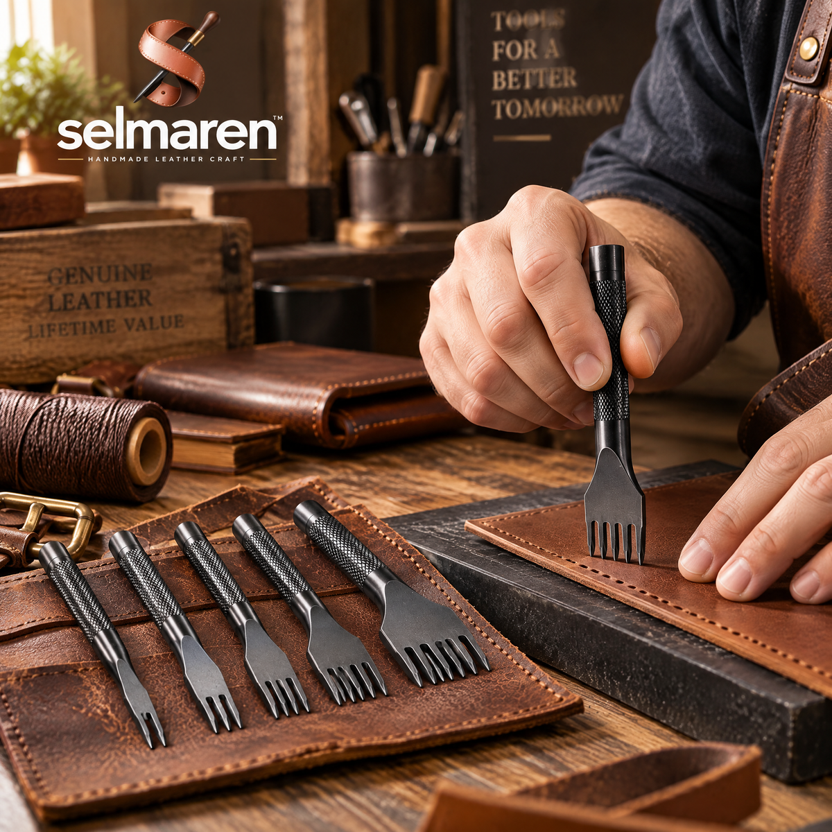 Leather Stitching Chisel Set – Premium Leather Pricking Irons for Handmade Crafts
