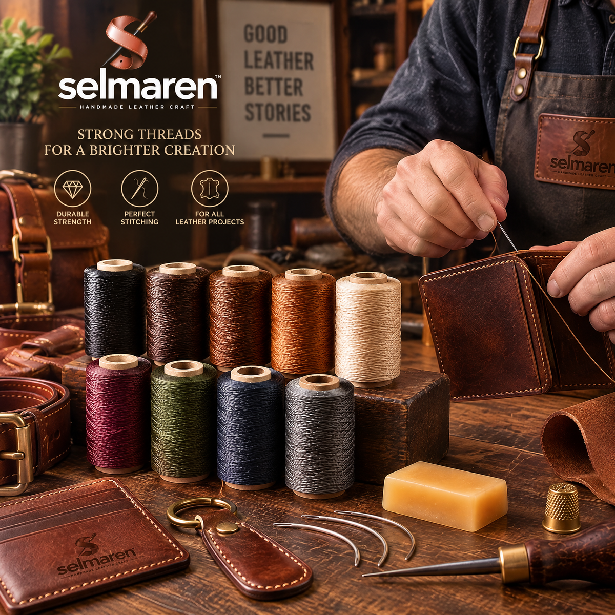 Waxed Leather Thread Kit – Premium Sewing Thread Set