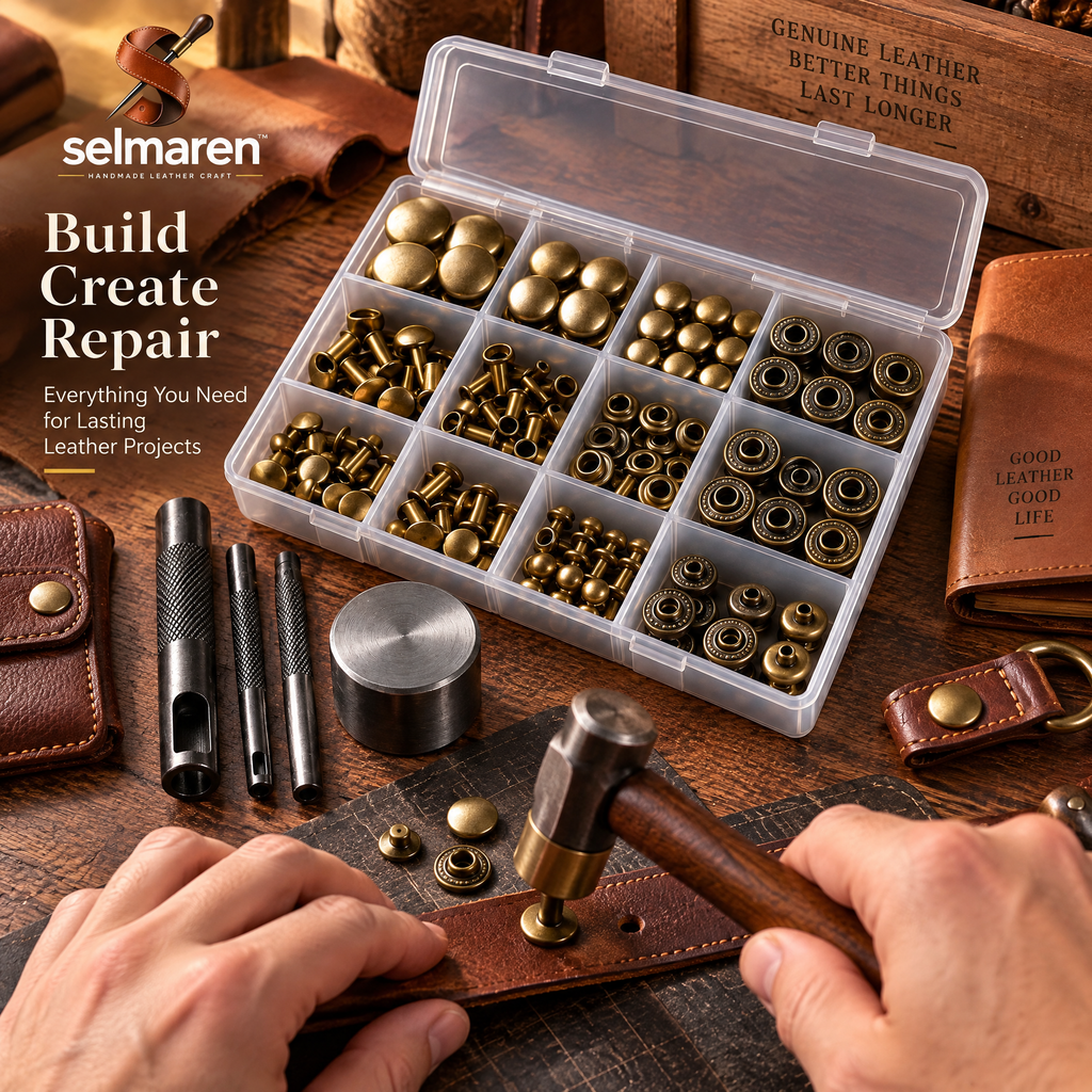 Leather Rivet & Snap Kit – Complete Fastener Set for Leather Crafts