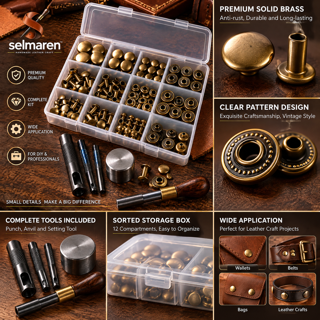Leather Rivet & Snap Kit – Complete Fastener Set for Leather Crafts