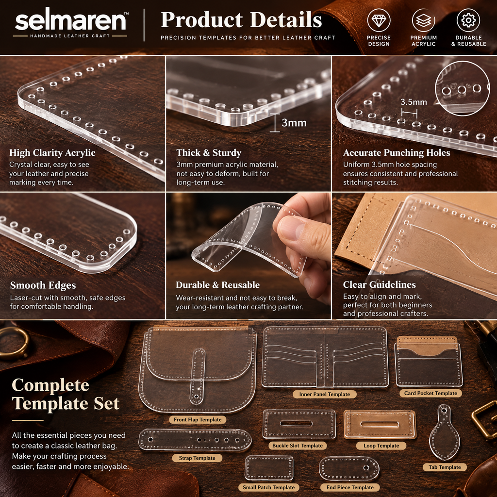Leather Pattern Template Set – Reusable DIY Craft Templates