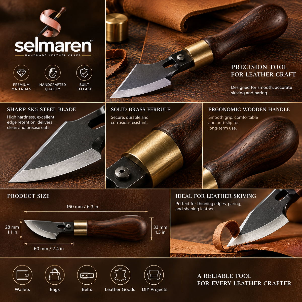 Leather Edge Skiving Knife – Professional Leather Cutting & Thinning Tool
