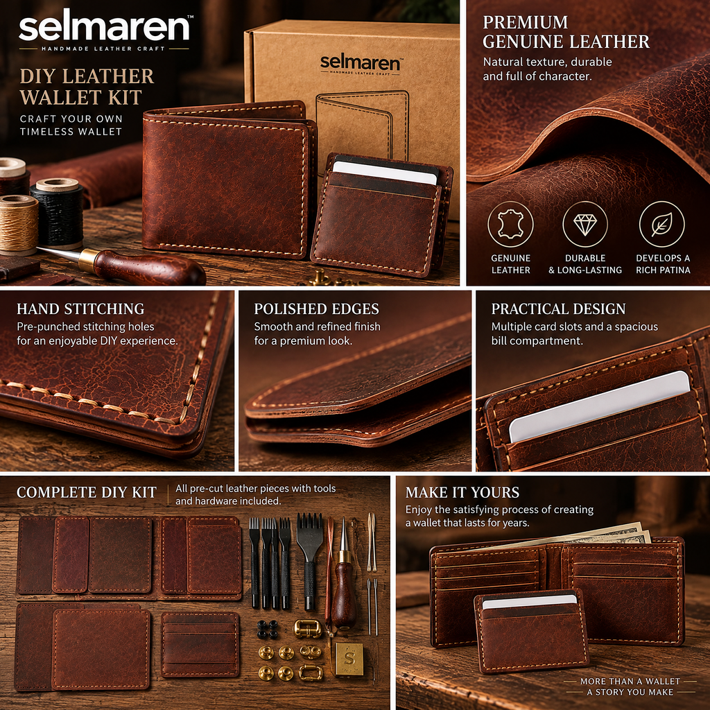 Leather Wallet Making Kit – DIY Handmade Wallet Craft Set