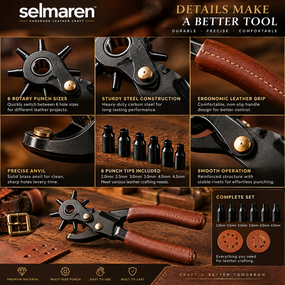 Leather Hole Punch Set – Multi Size Punching Tools