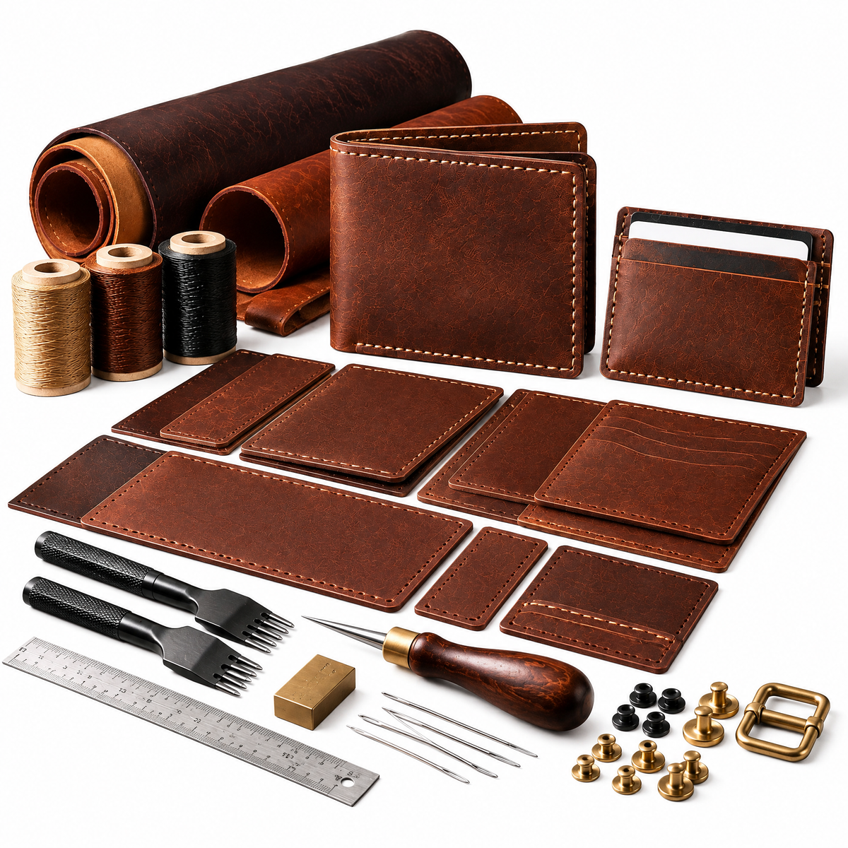 Leather Wallet Making Kit – DIY Handmade Wallet Craft Set