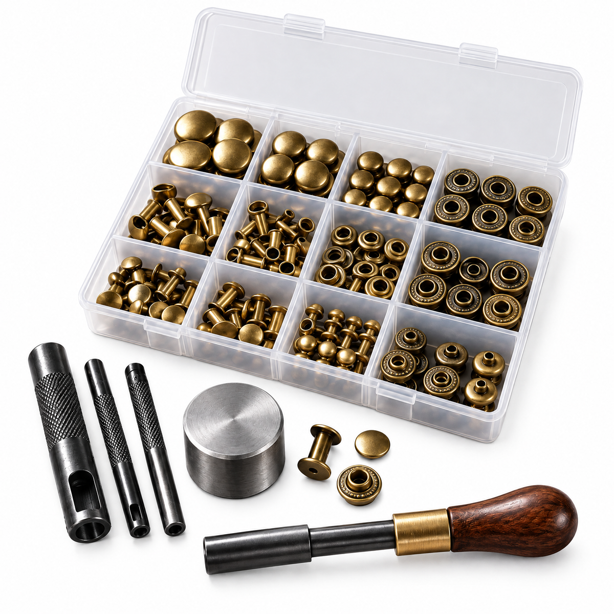 Leather Rivet & Snap Kit – Complete Fastener Set for Leather Crafts